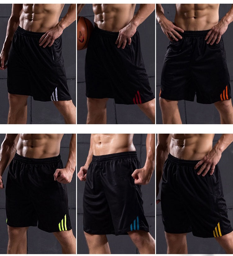 Men Running Shorts , Stripe Zip Pocket Gym Tennis Shorts, Quick-Drying Training Fitness Basketball Loose Sport Shorts Plus Size - TRIPLE AAA Fashion Collection