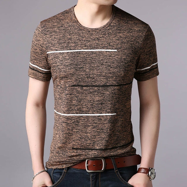 T Shirts Mens Summer O Neck Cotton Trending Streetwear Tops Striped Short Sleev Cool Tee Mens Clothing - TRIPLE AAA Fashion Collection
