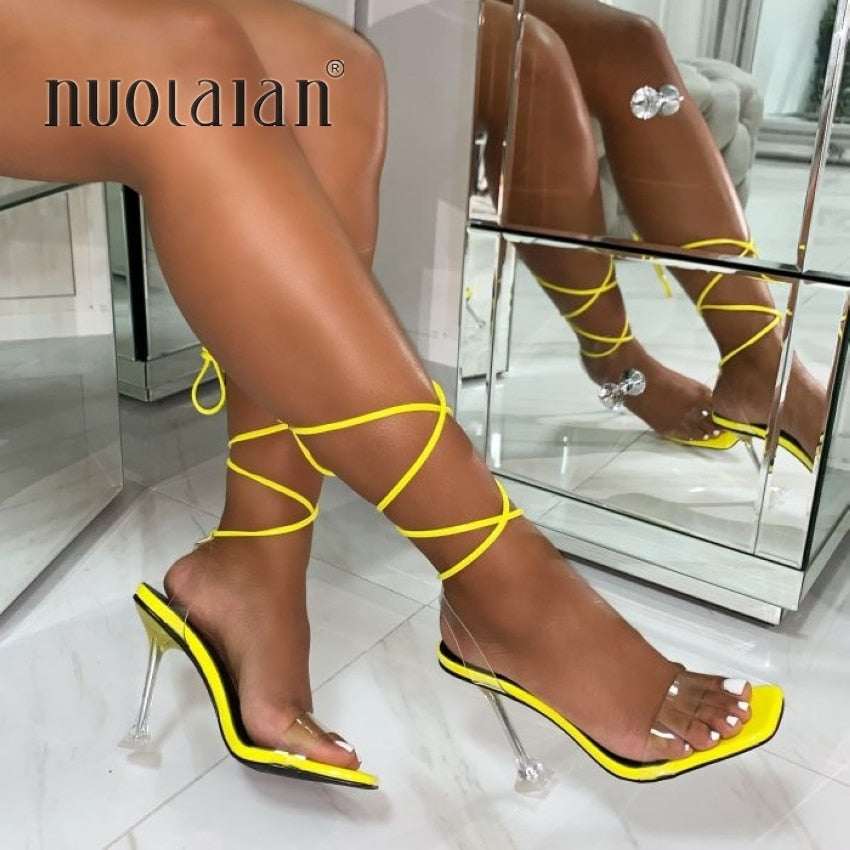 Summer High 10.5CM Heels Women Pumps Ankle Cross Strap Sandals Shoes Woman Ladies Peep Toe High Heels Dress Party Shoes Woman - TRIPLE AAA Fashion Collection