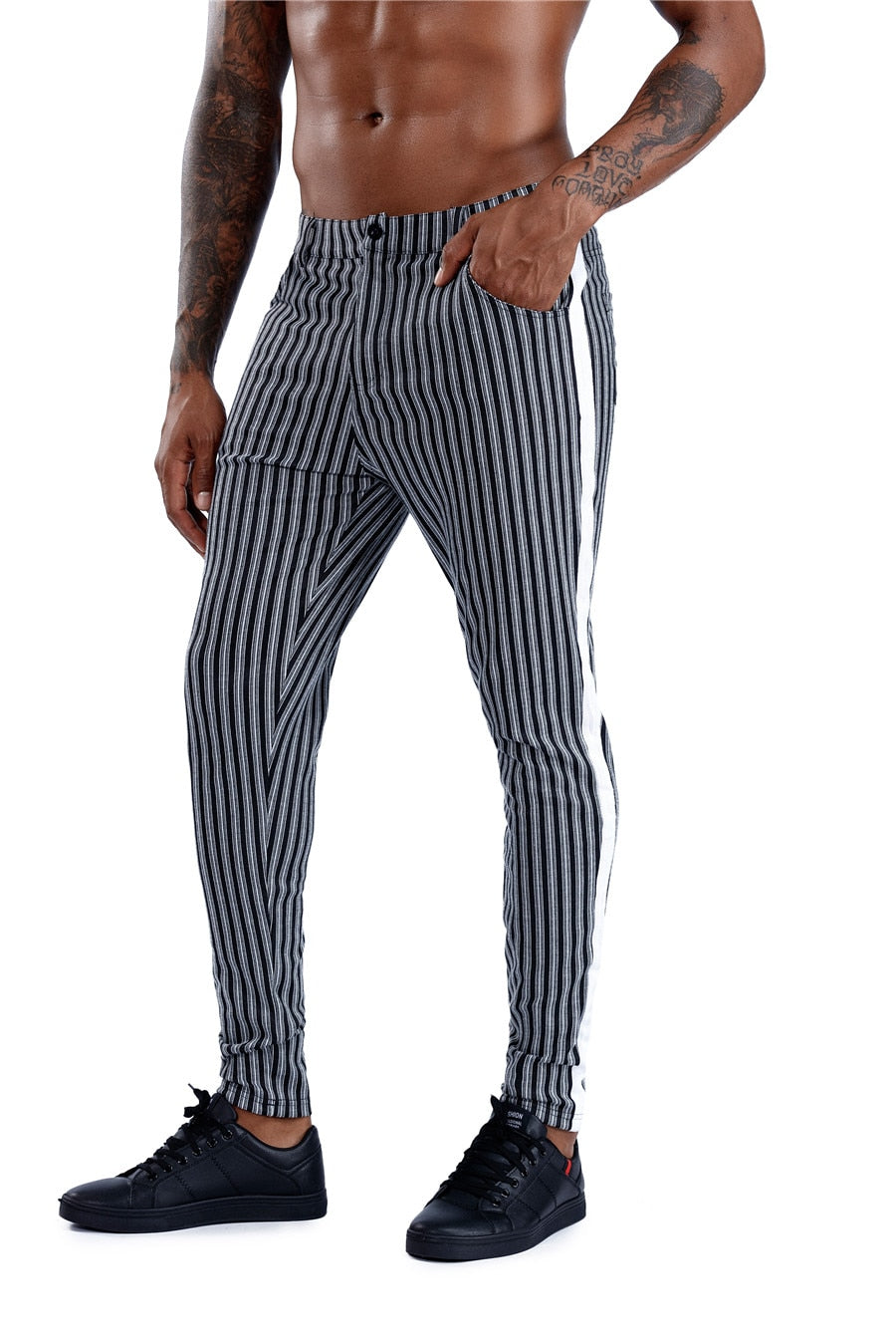 Brand Plaid Pants Men Elastic Male Skinny Trousers Bottom Tight Male Pant Streetwear Sweatpants Casual Joggers Men Pants - TRIPLE AAA Fashion Collection