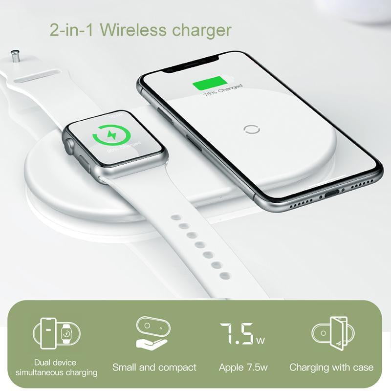 Baseus 2 in 1 Wireless Charger Pad For Apple Watch iPhone X Xs Max XR Desktop Fast Wireless Charging Charger Born for Apple Fans - TRIPLE AAA Fashion Collection
