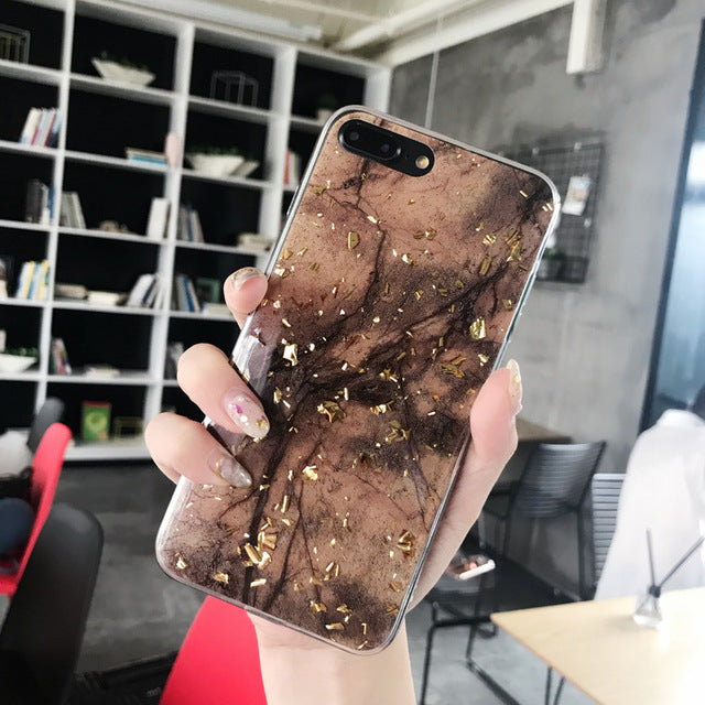Luxury Gold Foil Bling Marble Phone Case For iPhone X XS Max XR Soft TPU Cover For iPhone 7 8 6 6s Plus Glitter Case Coque Funda - TRIPLE AAA Fashion Collection