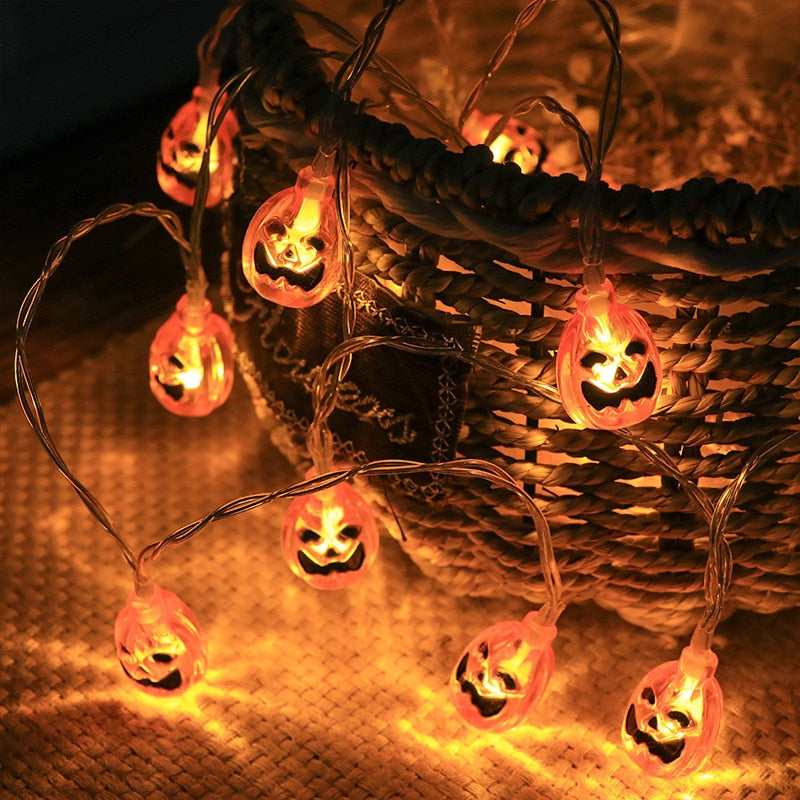 1.5m 10Led Halloween Pumpkin Ghost Skeletons Bat Spider Led Light String Festival Home Bar Party Decor Halloween Ornament