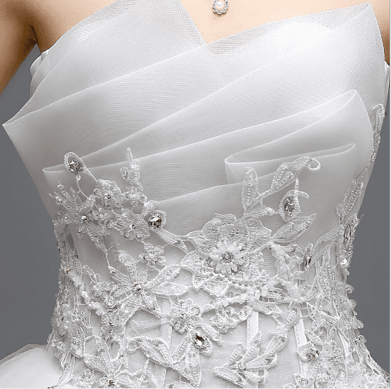 100% real photo Appliques pearls Vintage White Wedding Dresses 2018 Vestidos de Noivas Plus Size Strapless Bridal Ball Gowns - TRIPLE AAA Fashion Collection
