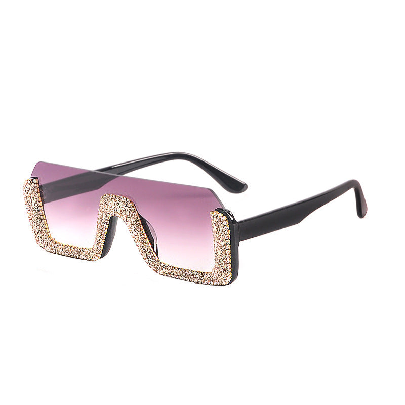 New Personality Trend Sunglasses Powder Style Diamond Square Rimless Glasses Luxury Retro Sunglasses