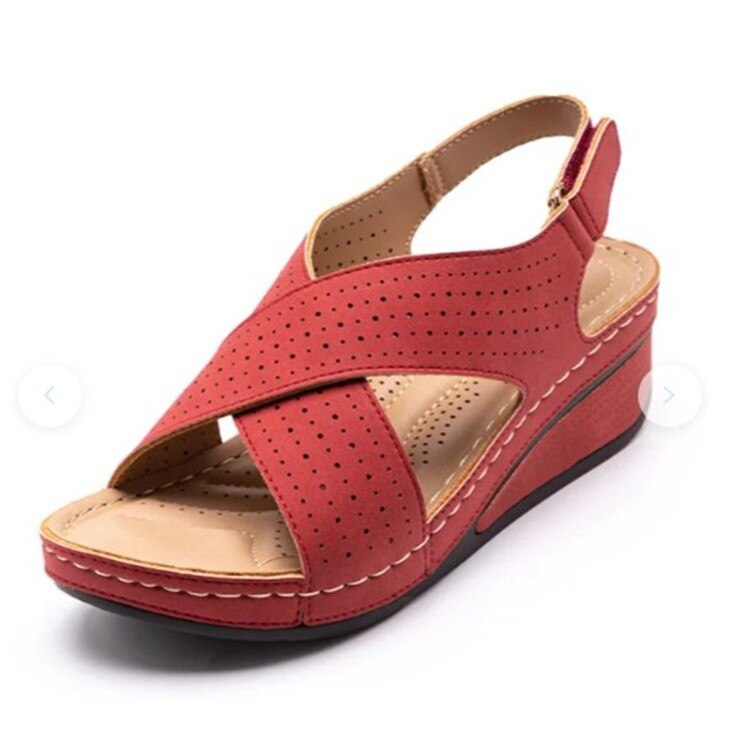 Women Sandals New Summer Shoes Woman Ladies Sewing Hollow Out Wedges Female Casual Pu Leather Comfortable Retro Sandalis - TRIPLE AAA Fashion Collection