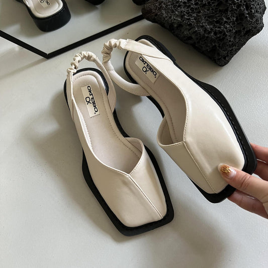 Sandals Women's Summer New Square Toe Flat Design Niche Shoes Ladies Ins Trend