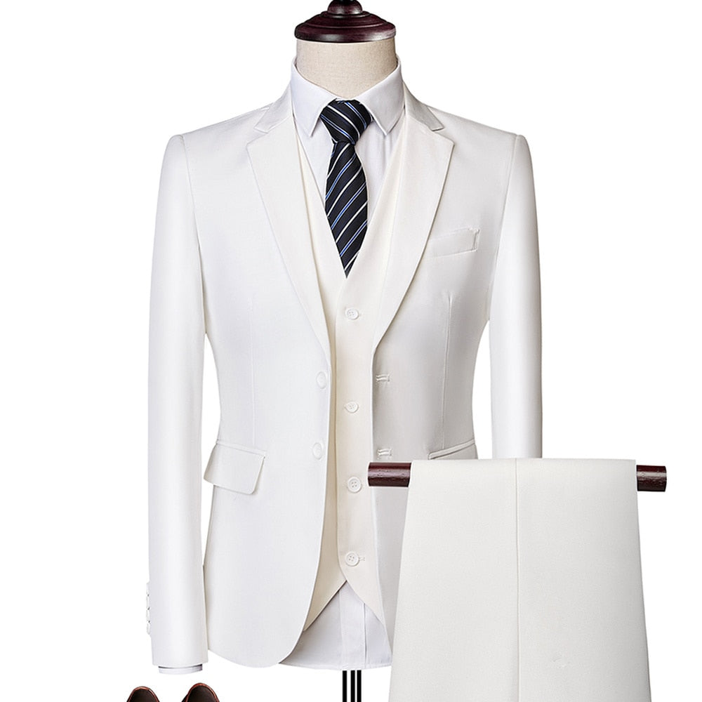Wedding Prom Suit Green Slim Fit Tuxedo Men Formal Business Work Wear Suits 3Pcs Set (Jacket+Pants+Vest) - TRIPLE AAA Fashion Collection