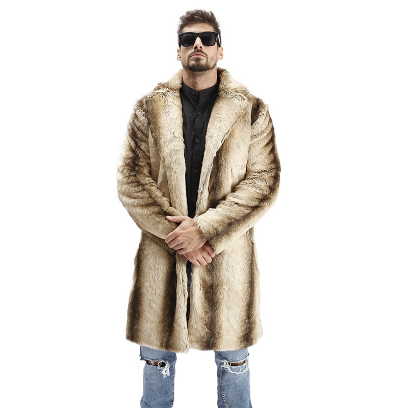 Hot Men Suit Collar Faux High Quality Rabbit Fur Leather Jacket Winter Warm Turn-down Collar Luxury Mink Fur Mens Fur Coat
