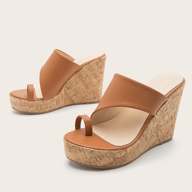 Summer New Large Size Women's Shoes Fashion Outer Wear Slippers Platform Wedge Platform Sandals Women