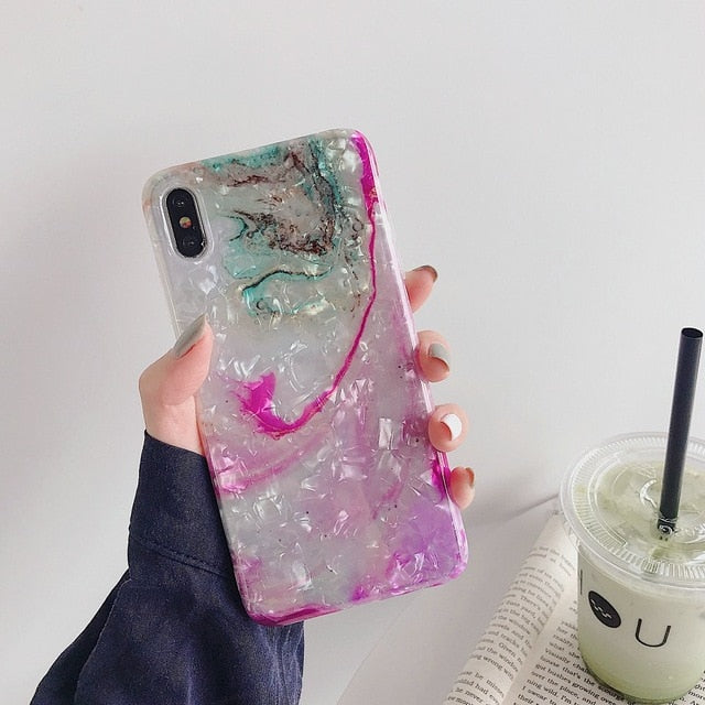 Glitter Marble Case For iphone 7 XR XS MAX Case Soft TPU Back Cover For iphone 6 6S 7 8 Plus iphone X XR Case Cover Phone Case