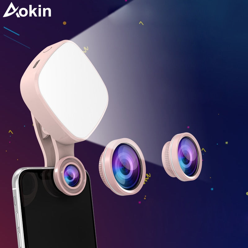 Selfie Ring Light with HD 3 in 1 Fisheye Wide Angle Macro Lens Flash Led Camera Phone Photography for iPhone Samsung Lens - TRIPLE AAA Fashion Collection