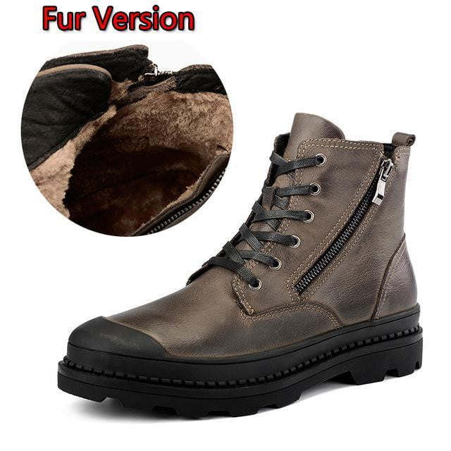Genuine leather Autumn Men Boots Winter Waterproof Ankle Boots Martin Boots Outdoor Working Boots Men Shoes - TRIPLE AAA Fashion Collection