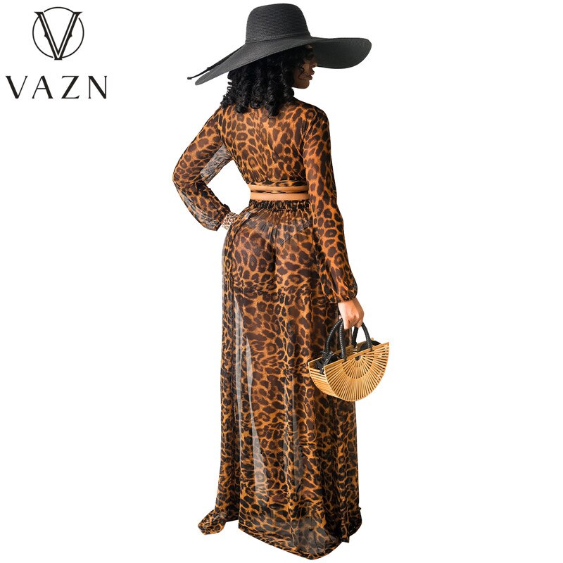 VAZN Spring and Summer 2021 European and American Women's Leopard Print Chiffon Print Skirt Set of 2 Pieces (Without Underwear) - TRIPLE AAA Fashion Collection