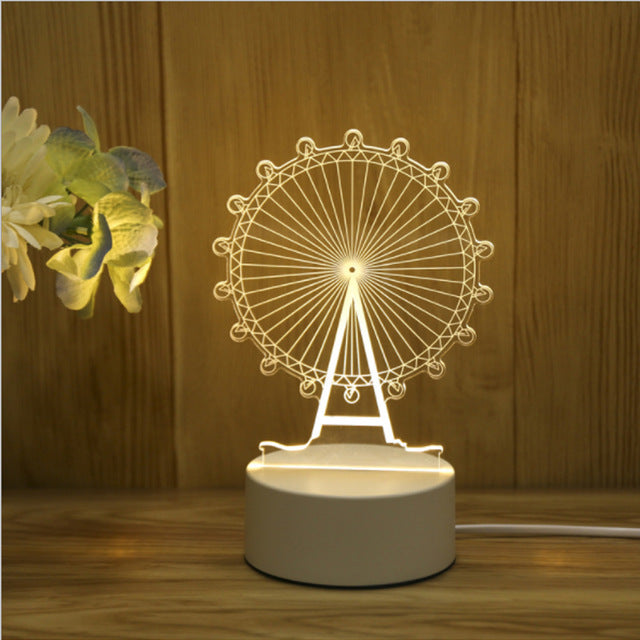 New Acrylic The neon lights 3D stereo Night light Small table lamp Bedside lamp LED lamp Birthday festival children decorate