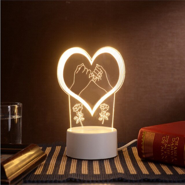 New Acrylic The neon lights 3D stereo Night light Small table lamp Bedside lamp LED lamp Birthday festival children decorate