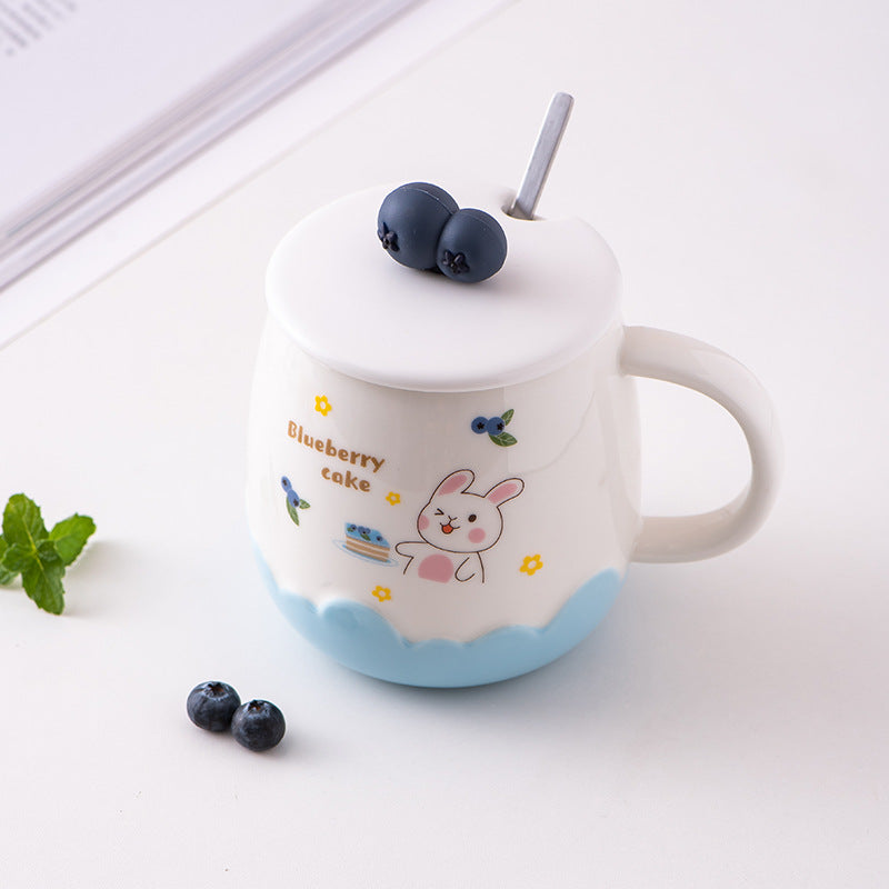 Creative Cute Embossed Ceramic Cup With Lid Cartoon Pot Belly Water Cup Office Coffee Cup Practical Gift Mug