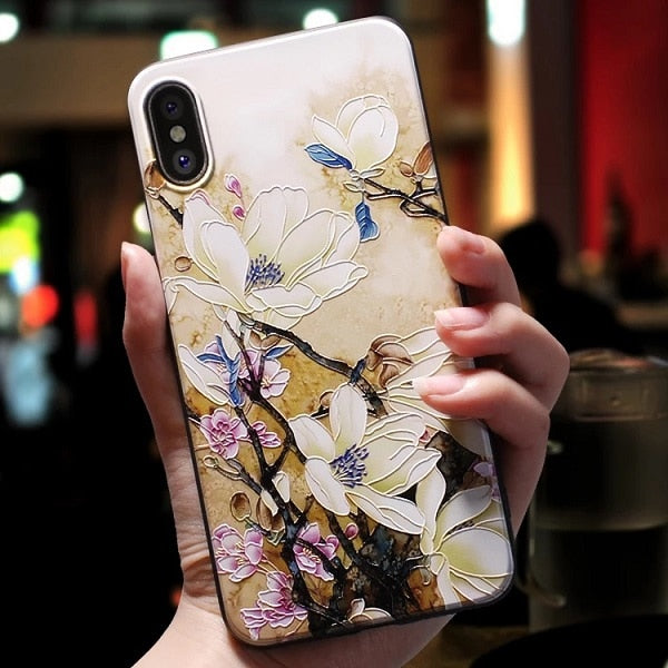 For iphone 6 7 8 6s Case For iphone X XS XR 7 8 6 Plus Case For iphone xs max 5 5s se Case Cover Rose Flowers Black Phone Case