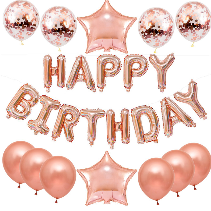 Happy Birthday Letter Balloons Rose Gold Silver Foil Alphabet Star Heart Ballon for Girl Boy Birthday Party Decoration - TRIPLE AAA Fashion Collection