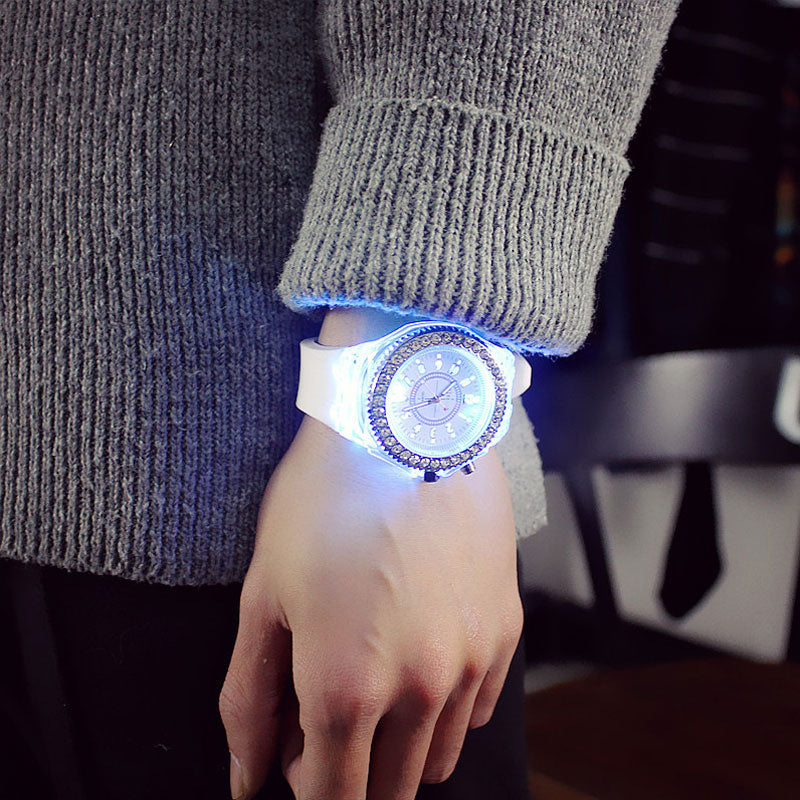 Led Flash Luminous Watch Personality trends students lovers jellies woman men's watches 7 color light WristWatch - TRIPLE AAA Fashion Collection