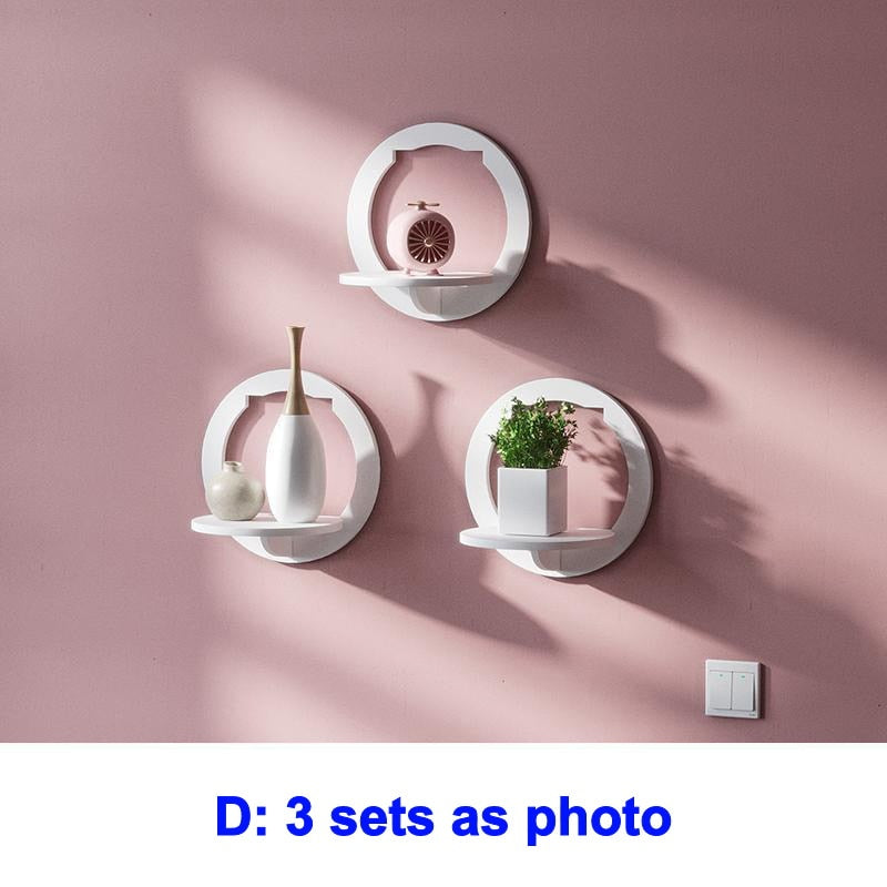 Wall shelf free punching wall-mounted TV background wall hanger bedroom balcony bedside wall creative flower pot stand - TRIPLE AAA Fashion Collection