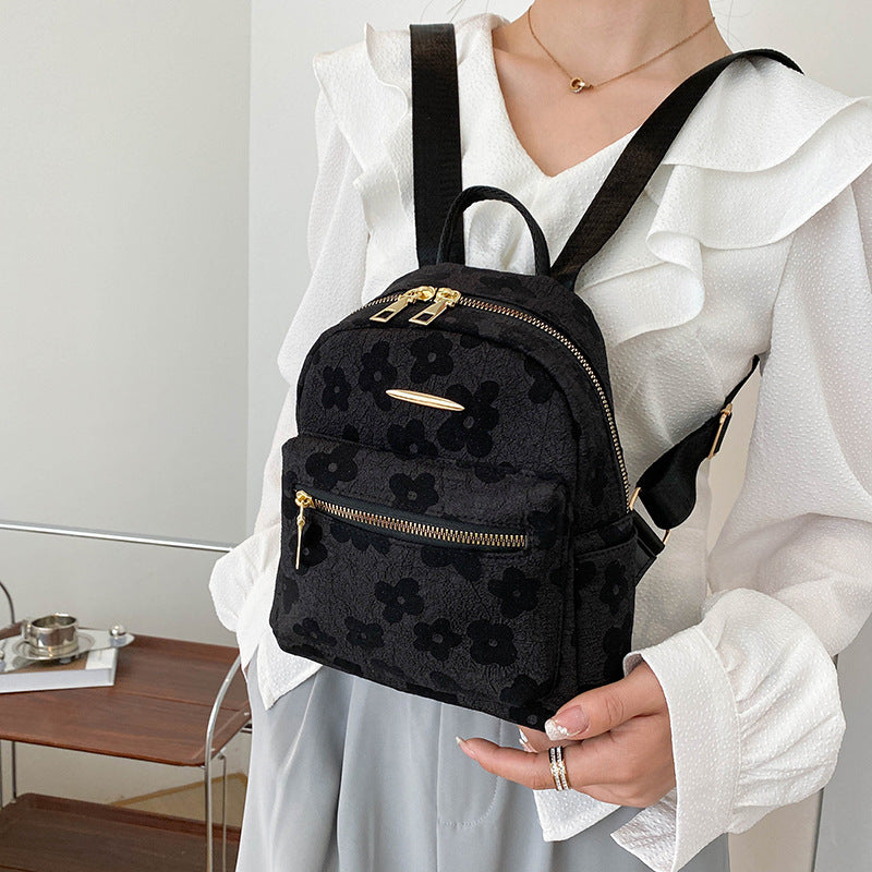 New Trendy Printed Bag Women Large Capacity Backpack Korean Girl Bag Casual Ladies Soft-Faced Small Backpack