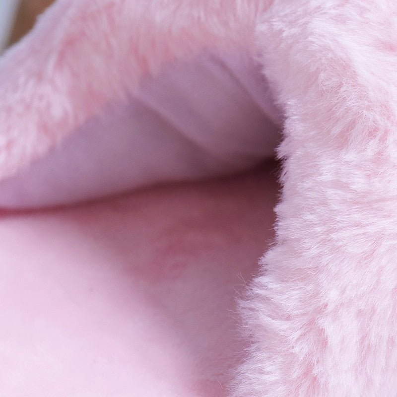 Cute Cartoon Alpaca Home Women Fur Slippers Winter Warm Plush Parent-child Floor Slides House Flat Bedroom Women Furry Slippes