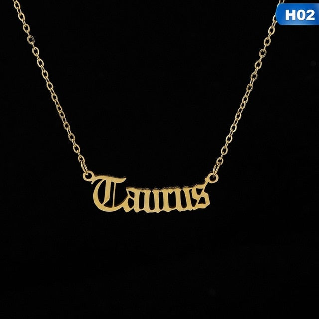 12 Zodiac Letter Constellations Pendants Necklace For Women Men Virgo Libra Scorpio Sagittarius Capricorn Aquarius Birthday Gift - TRIPLE AAA Fashion Collection