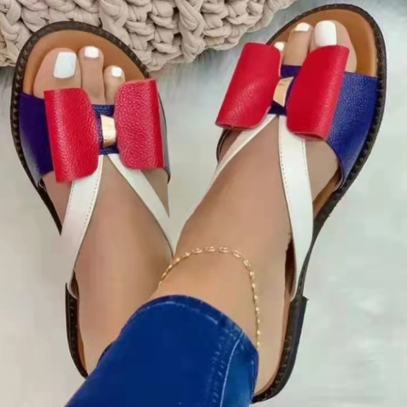 Large Size Flip Flops Women's New Bow Outer Wear Women's Sandals And Slippers European And Beautiful Shoes