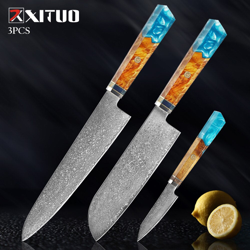 XITUO Damascus Knife Set Kitchen Knife Damascus Steel VG10 Chef Knife Santoku Knives Japanese Knife Home kitchen tools best gift - TRIPLE AAA Fashion Collection