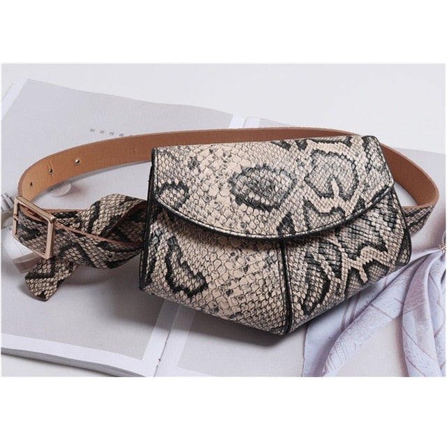 Women Serpentine Fanny Pack Ladies New Fashion Waist Belt Bag Mini Disco Waist bag Leather Small Shoulder Bags - TRIPLE AAA Fashion Collection