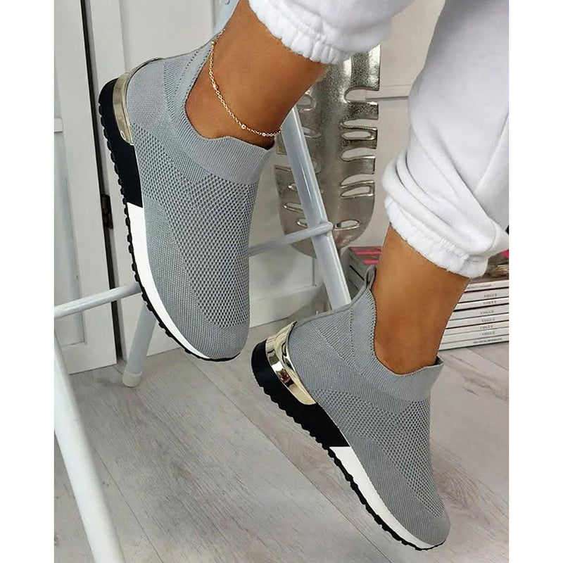 Summer Shoes For Women 2021 New Elegant Elastic Slip-on Flat Shoes For Women Mesh Upper Breathable Sneakers Zapatillas Mujer - TRIPLE AAA Fashion Collection