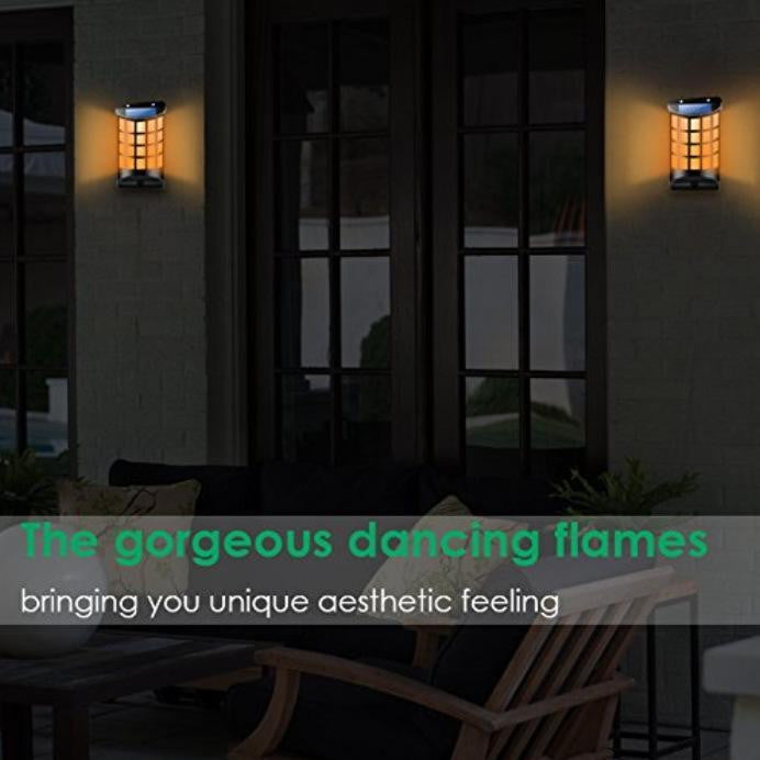 1PCS  Flame Light Solar Powered Wall Lights 66 LED Porch Lamps 54LM Green  Material - TRIPLE AAA Fashion Collection