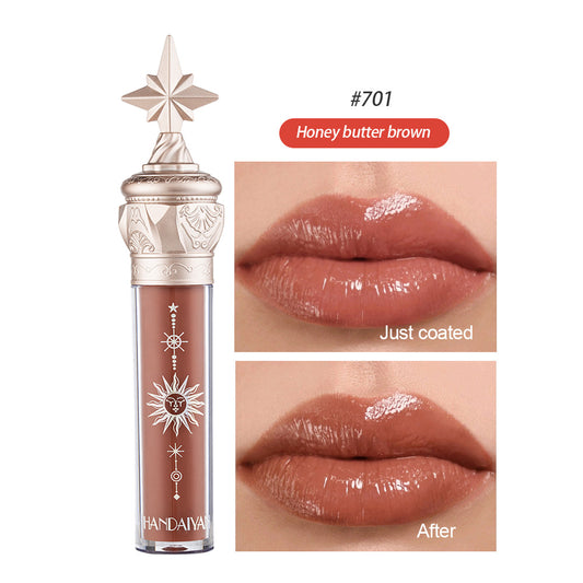 HANDAIYAN Small Star Stick Lip Gloss Lipstick Water Light Film Mirror Lip Glaze Glass Lip Gloss Moisturizing Lasting Not Easy To Fade
