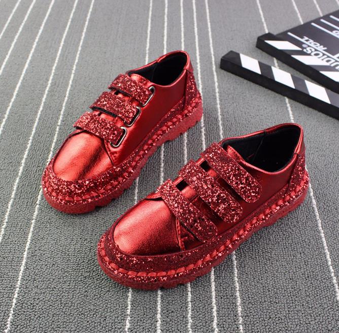 Sneakers Women Flats red Black Silver Shoes Rhinestone Bling Casual Shoes Korean Luxury Creepers Superstar Shoes - TRIPLE AAA Fashion Collection