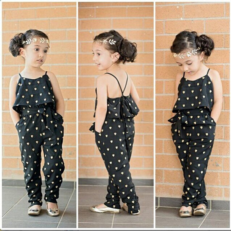 Summer Kids Girls Clothing Sets Cotton Sleeveless Polka Dot Strap Girls Jumpsuit Clothes Sets Outfits Children Suits - TRIPLE AAA Fashion Collection
