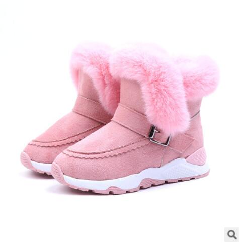 Children Boots Shoes New Winter Plush Warm Martin Boys Shoes Fashion Leather Soft Fleece Antislip Girls Boots