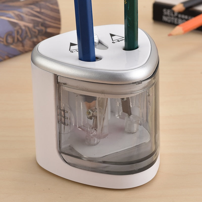 New Automatic pencil sharpener Two-hole Electric Switch Pencil Sharpener stationery Home Office School Supplies - TRIPLE AAA Fashion Collection