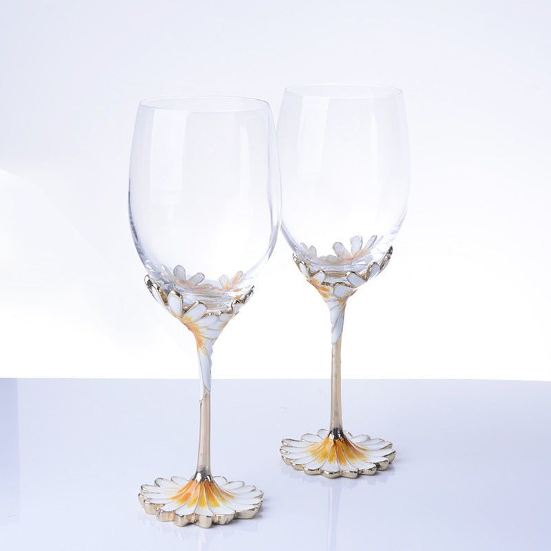 European Crystal Enamel Color Wine Champagne Goblet Creative High grade Wedding Gift Set