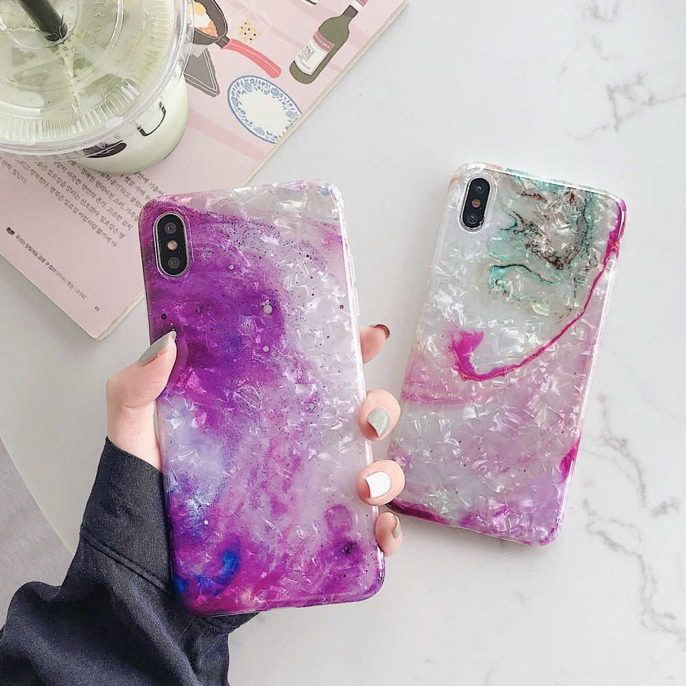Glitter Marble Case For iphone 7 XR XS MAX Case Soft TPU Back Cover For iphone 6 6S 7 8 Plus iphone X XR Case Cover Phone Case