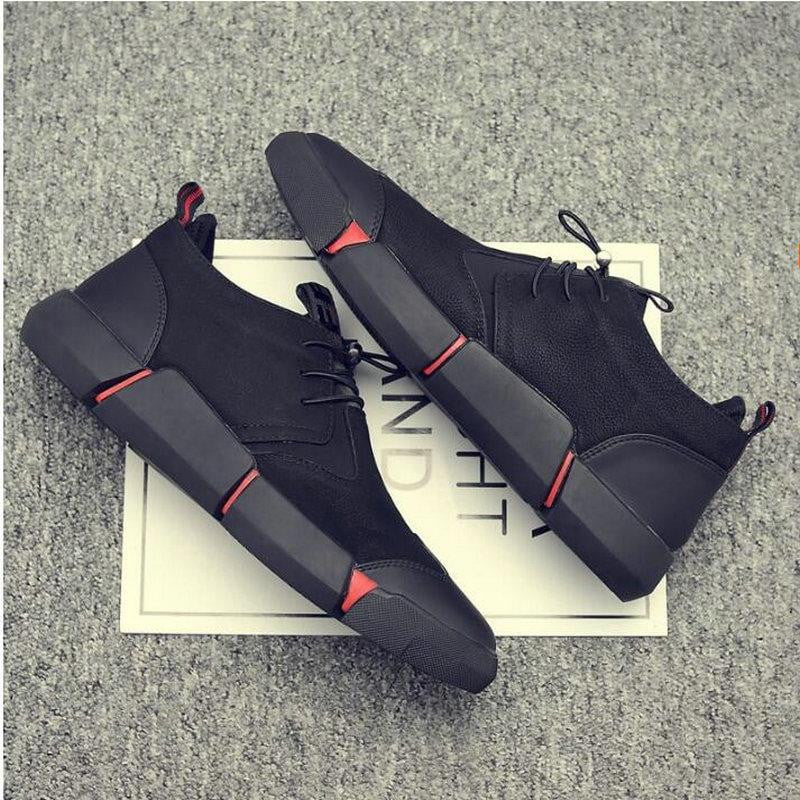 Black Men's Leather Casual Shoes Fashion Breathable Sneakers - TRIPLE AAA Fashion Collection