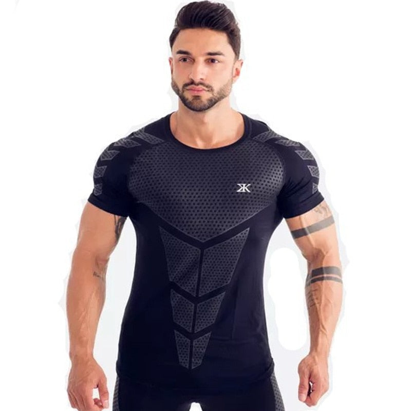 Compression Quick dry T-shirt Men Running Sport Skinny Short Tee Shirt - TRIPLE AAA Fashion Collection