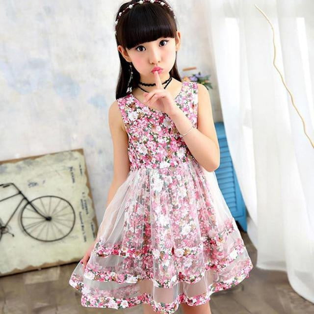 Girls Dress Bohemia Style Dresses Girls Sleeveless Floral Dress For Adolescents 8 10 12 Big Kids Girls Clothes - TRIPLE AAA Fashion Collection