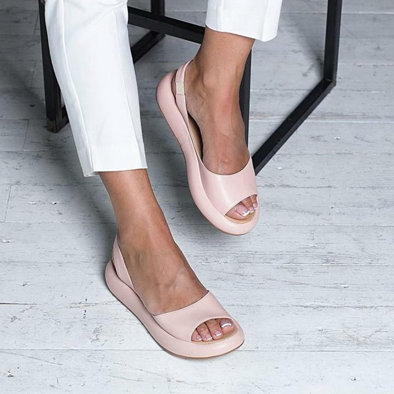 Summer Women Sandals Fish Mouth Elegant  Ladies Shoes Slip On Solid  Female Single Shoes Casual Soft Office Flats Dropshipping - TRIPLE AAA Fashion Collection