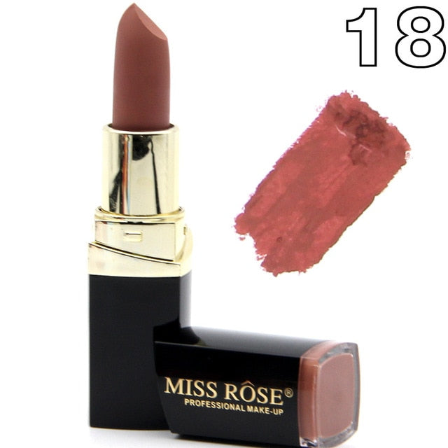 Matte Lipstick Lot Cosmetic Waterproof Long Lasting Pigment Velvet Miss Rose Brand Sexy Red Lip Matte Nude Lipstick - TRIPLE AAA Fashion Collection