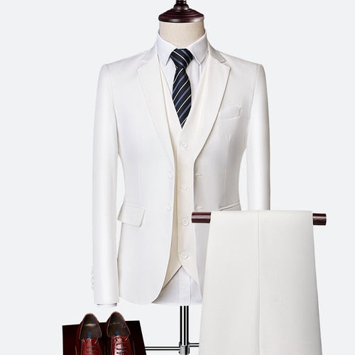 Wedding Prom Suit Green Slim Fit Tuxedo Men Formal Business Work Wear Suits 3Pcs Set (Jacket+Pants+Vest) - TRIPLE AAA Fashion Collection