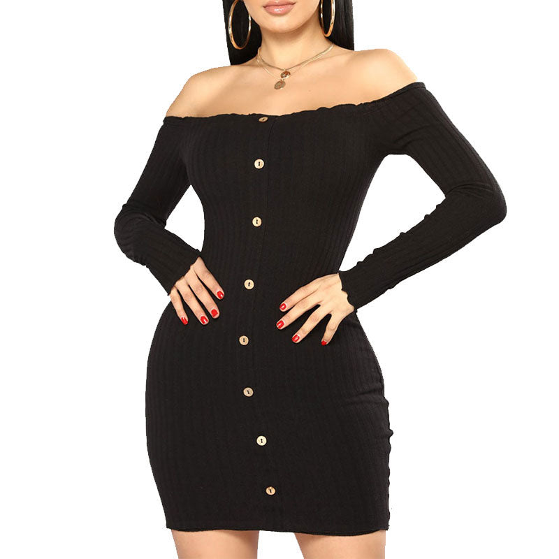 Sexy Off Shoulder Women Dress Slim Bodycon Dress Autumn Winter Knitted Elastic Sweater Dress Club Party Night Dresses Vestidos - TRIPLE AAA Fashion Collection