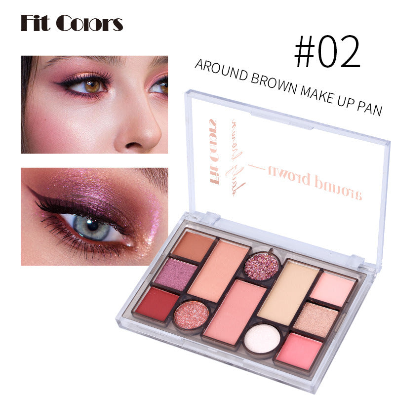 Fit Colors 12-Color Face Comprehensive Makeup Powder Palette Matte Pearlescent Earth Color Blush Eyebrow Powder Eye Shadow
