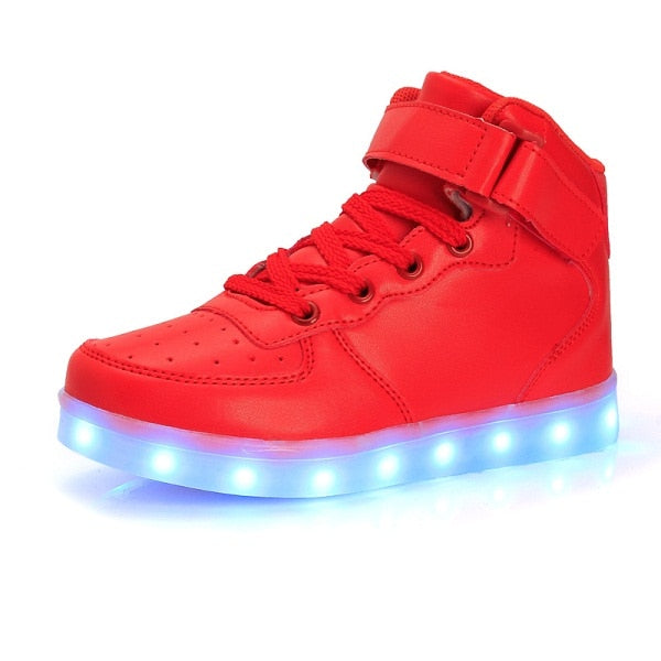 Led Children Shoes 2018 USB Charging Basket Shoes With Light Up Kids Casual Boys&Girls Sneakers Gold silver - TRIPLE AAA Fashion Collection