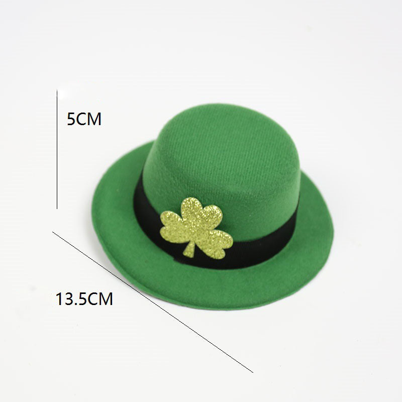 St. Patrick's Day Green Hat Hairpin Shamrock Top Hat Decoration Irish Day Headwear